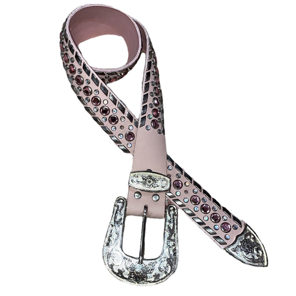 Pink Leather Western Belt Small